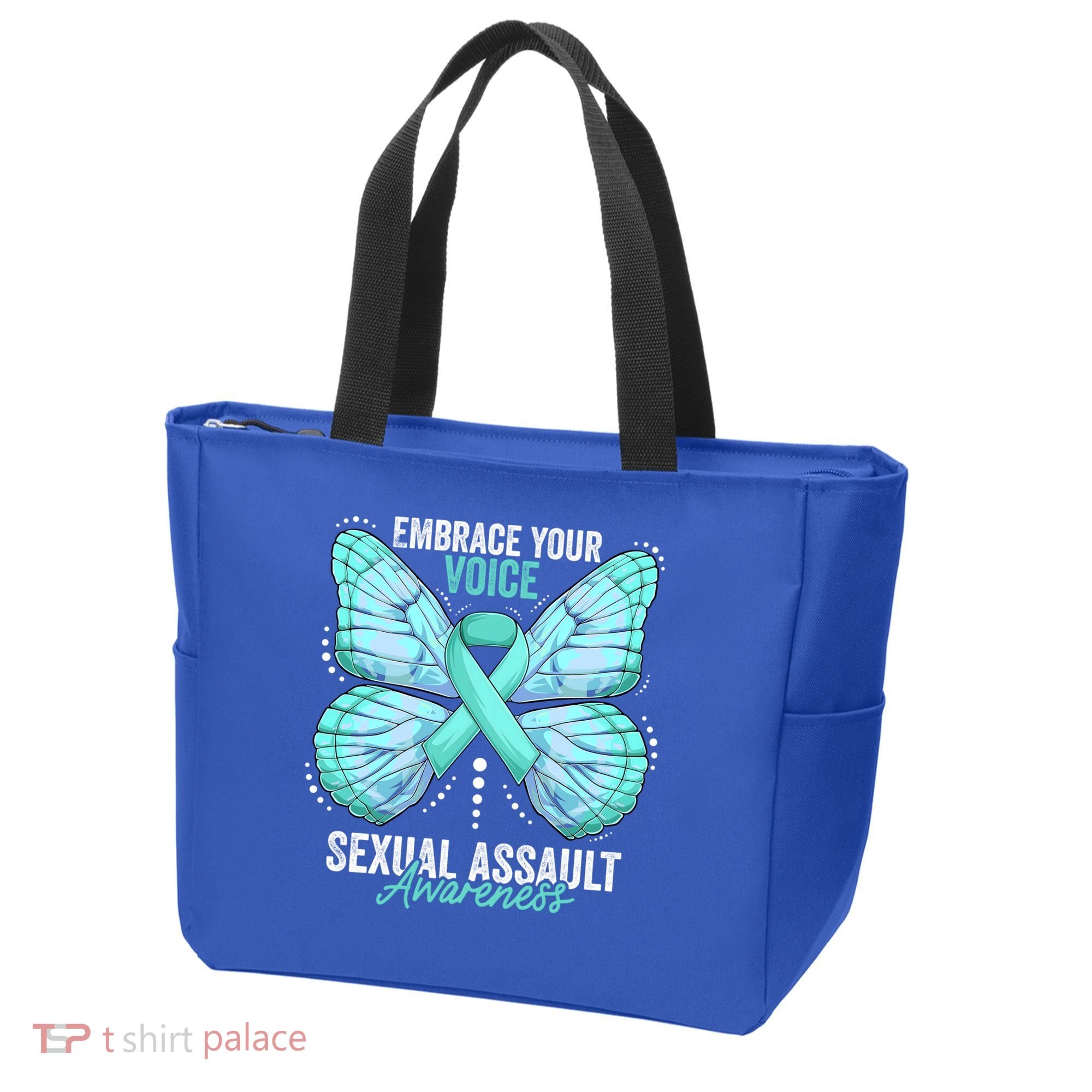 Sexual Assault Awareness Month Butterfly Teal Ribbon Gift Tote Bag