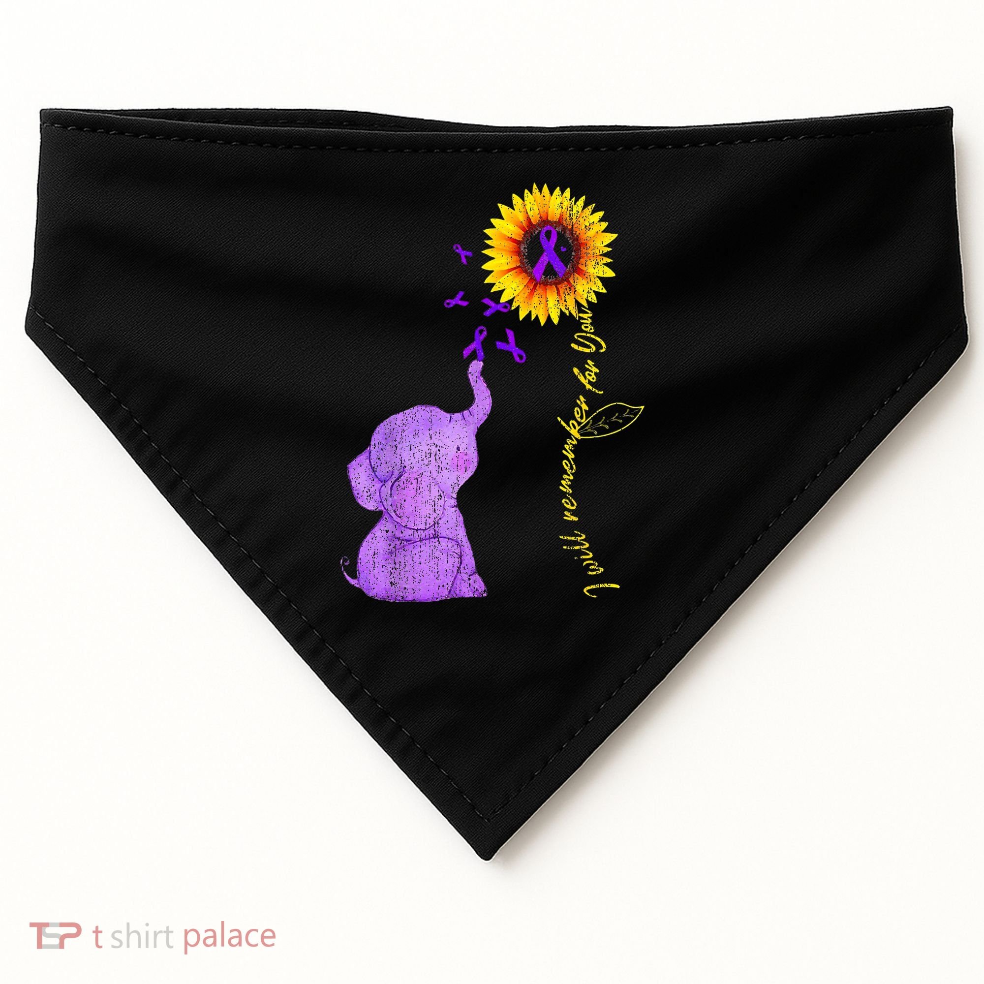 Sunflower Alzheimer Awareness I Will Remember For You TAwa USA-Made Doggie Bandana