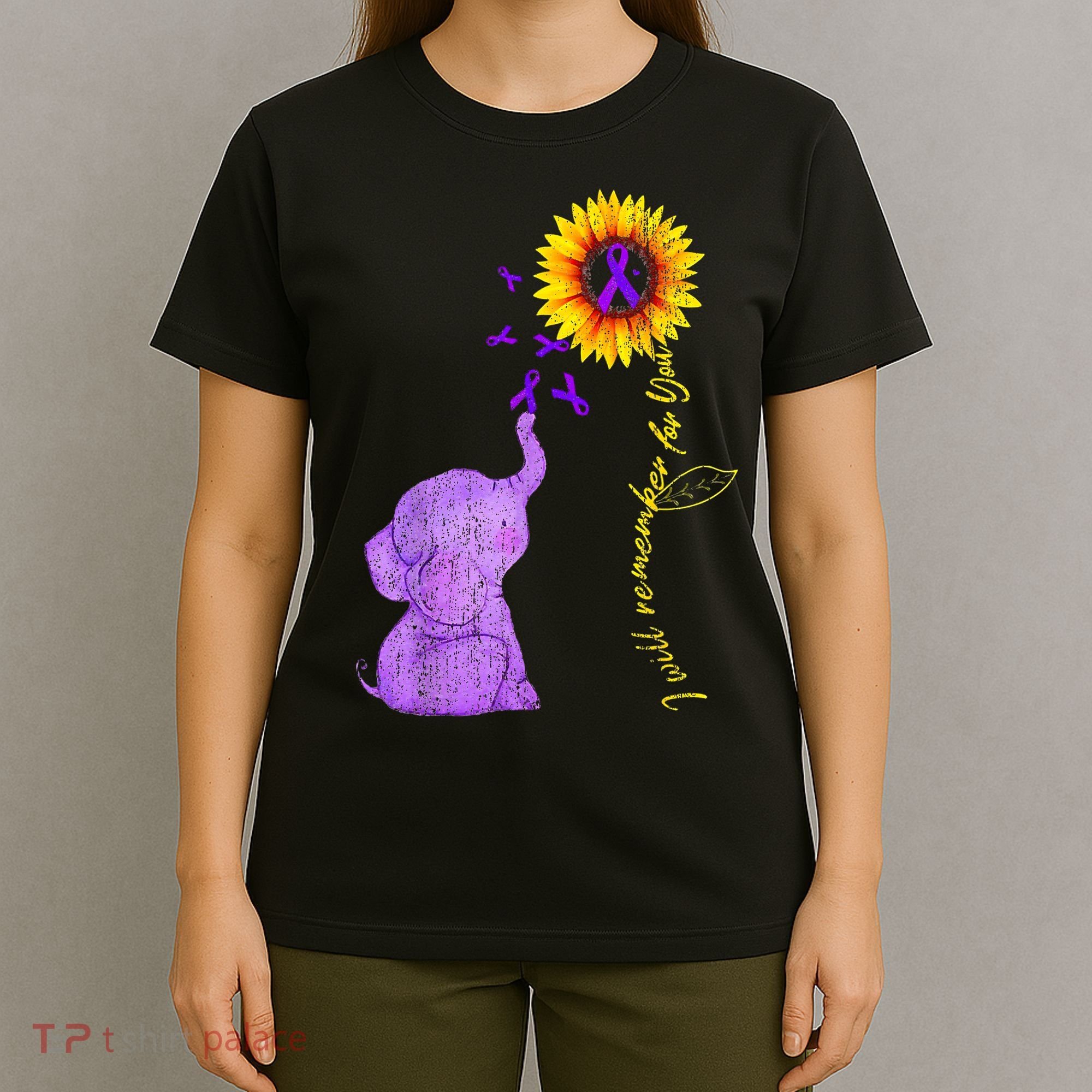 Sunflower Alzheimer Awareness I Will Remember For You TAwa T-Shirt