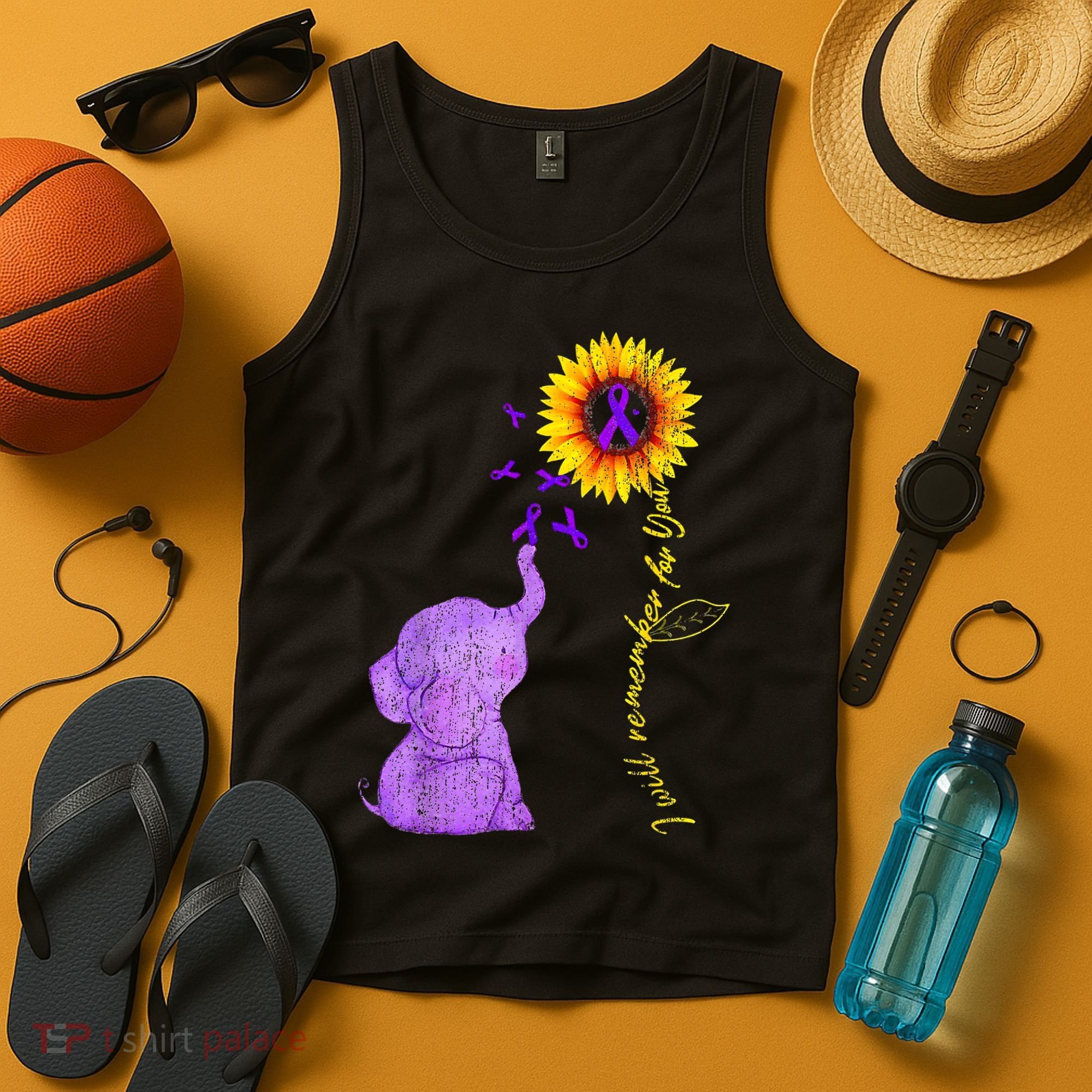 Sunflower Alzheimer Awareness I Will Remember For You TAwa Tank Top