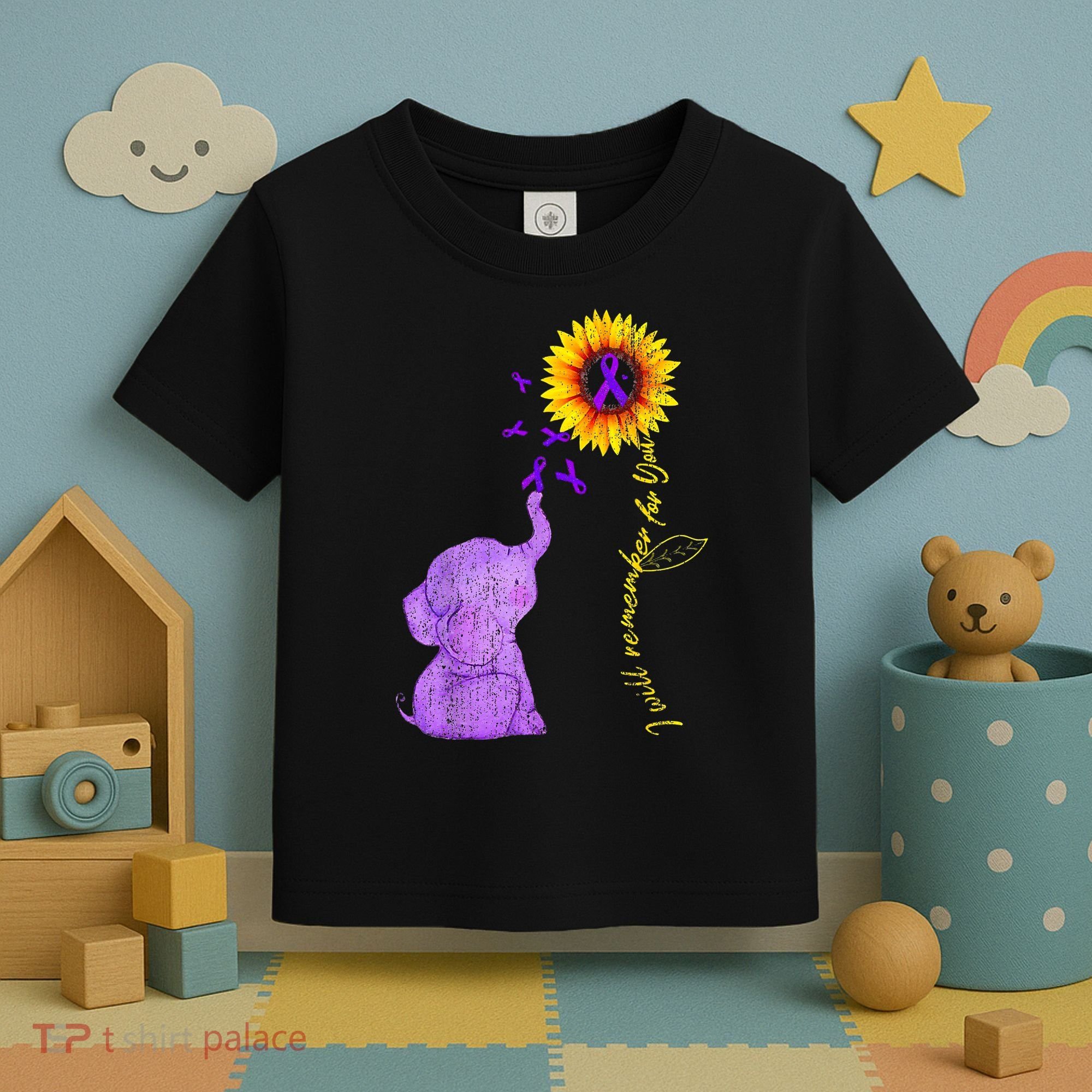 Sunflower Alzheimer Awareness I Will Remember For You TAwa Toddler T-Shirt