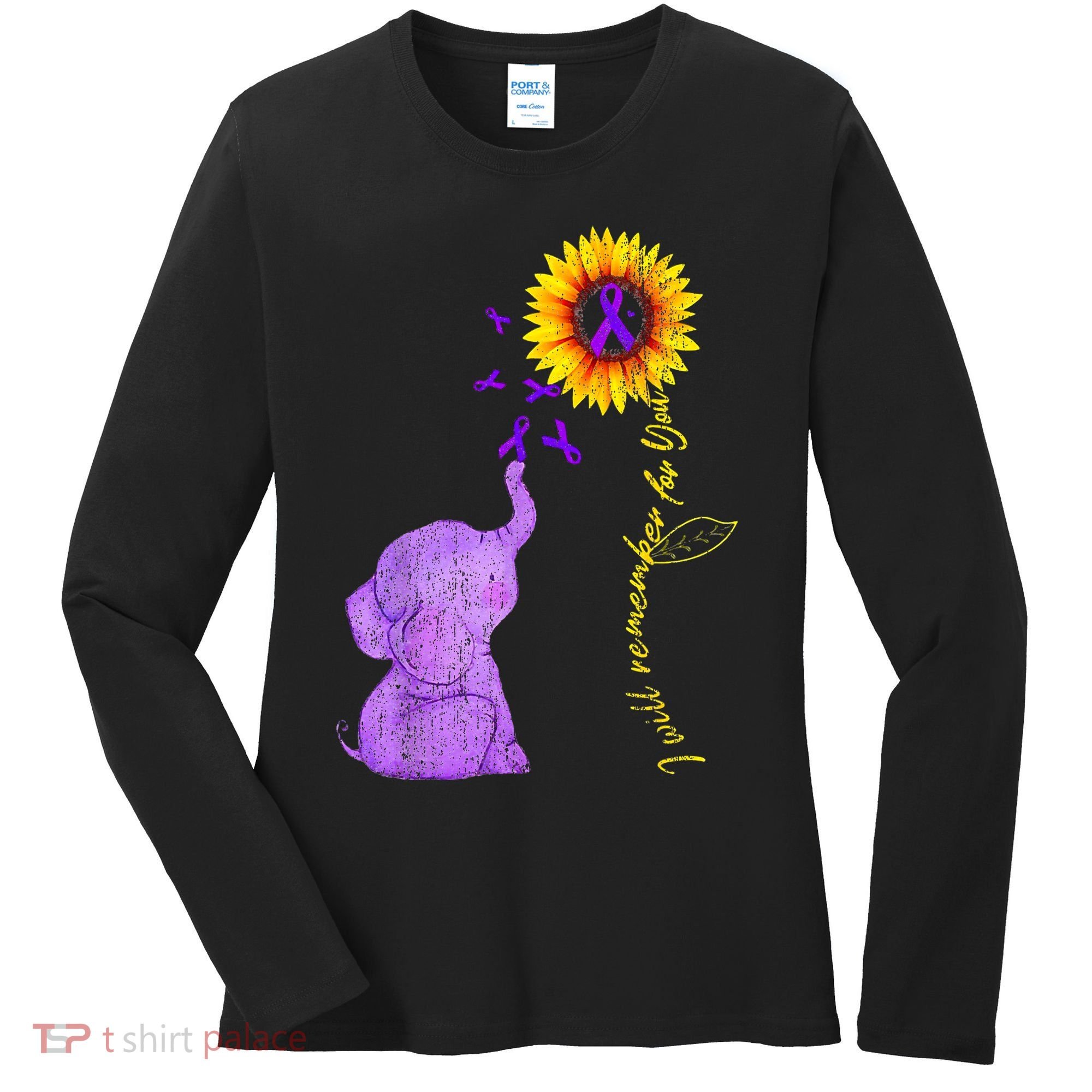Sunflower Alzheimer Awareness I Will Remember For You TAwa Women's Long Sleeve Shirt