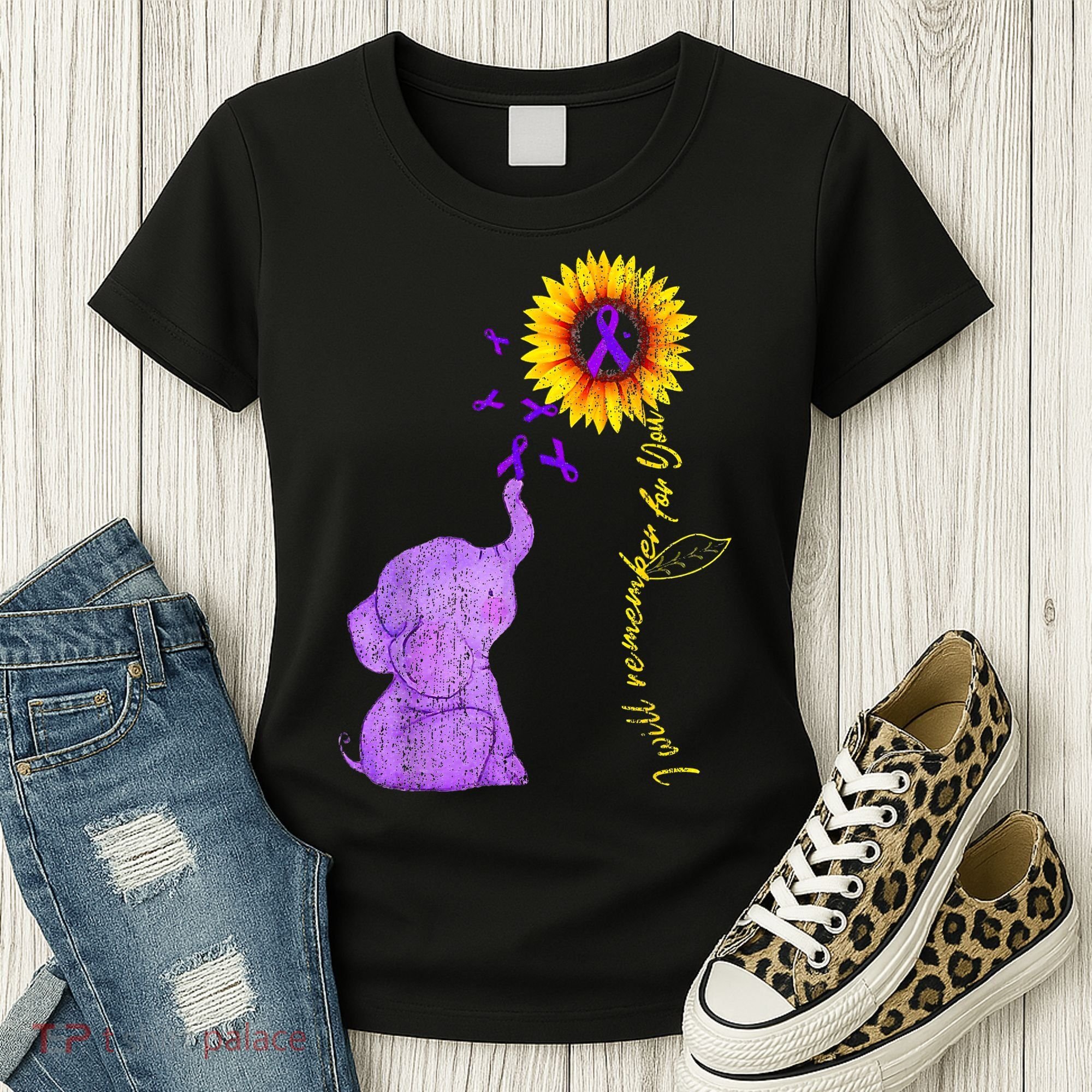 Sunflower Alzheimer Awareness I Will Remember For You TAwa Women's T-Shirt