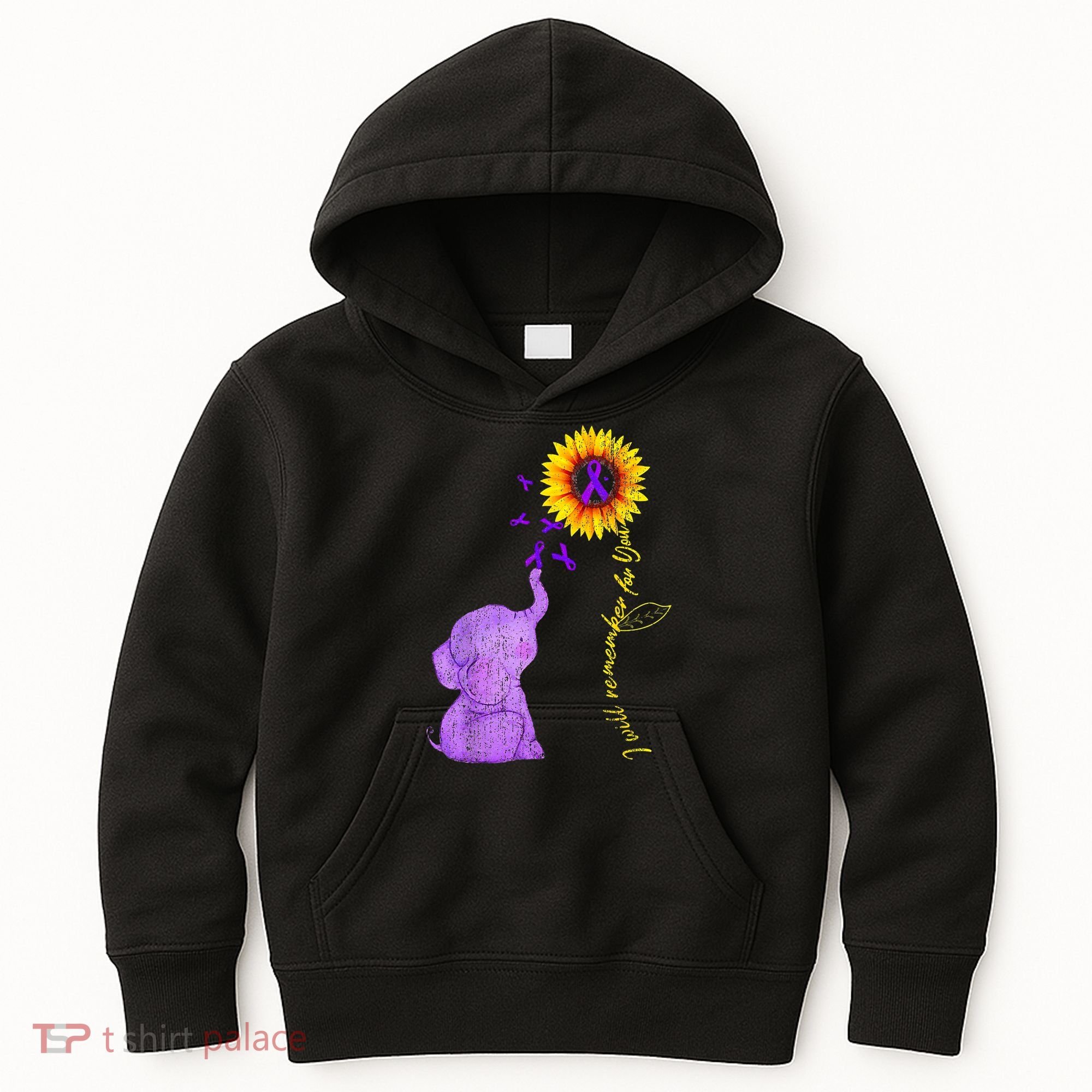 Sunflower Alzheimer Awareness I Will Remember For You TAwa Kids Hoodie