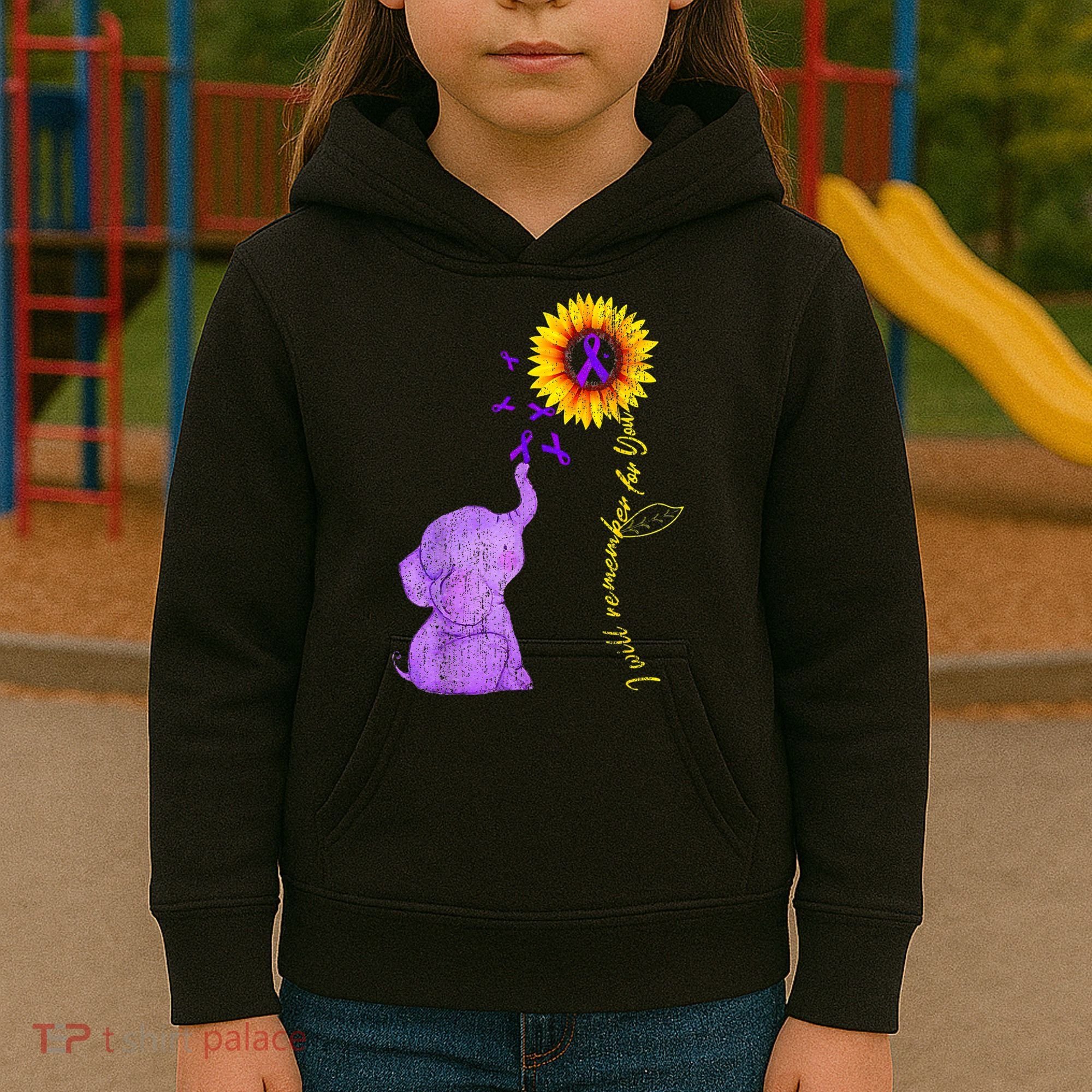 Sunflower Alzheimer Awareness I Will Remember For You TAwa Kids Hoodie