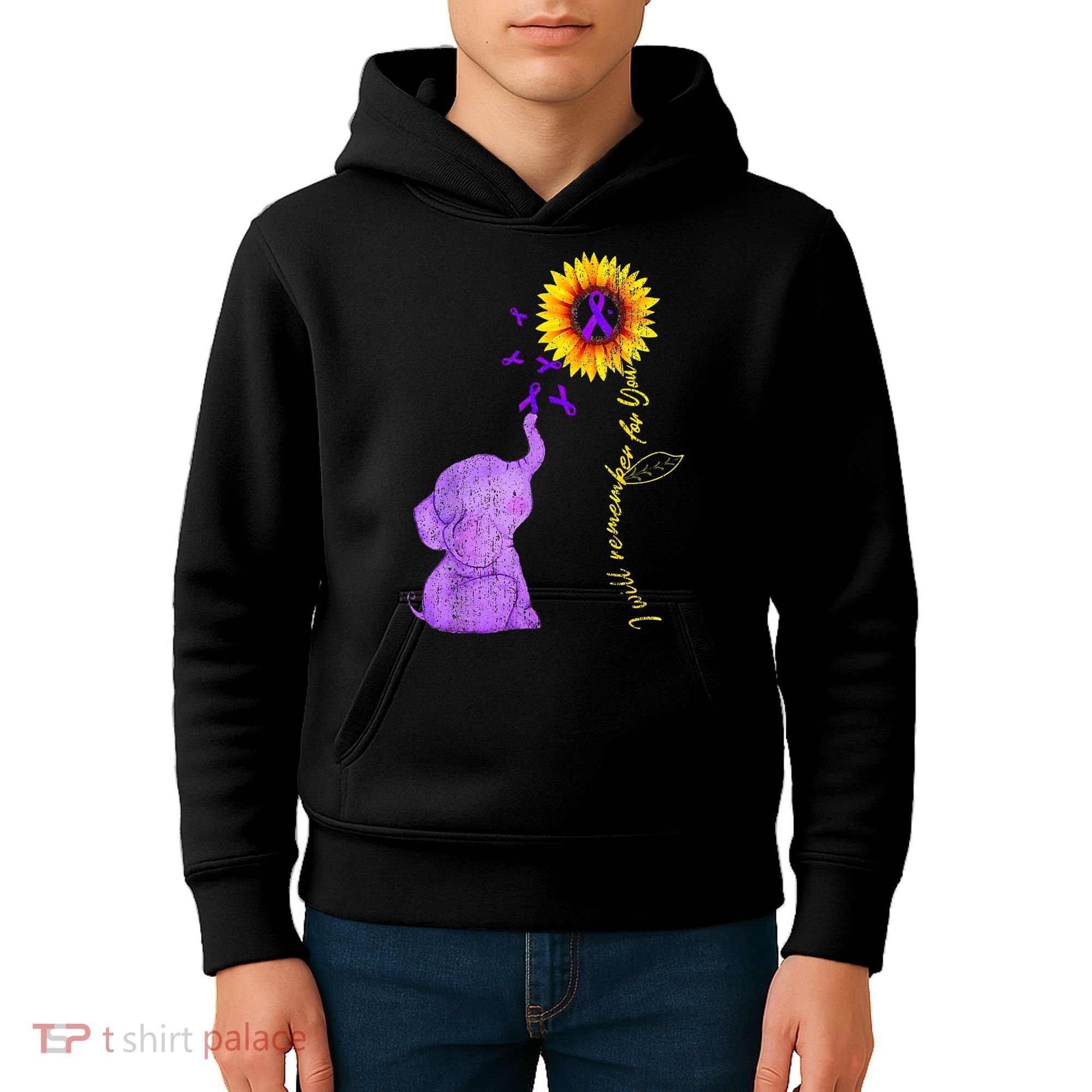 Sunflower Alzheimer Awareness I Will Remember For You TAwa Kids Hoodie