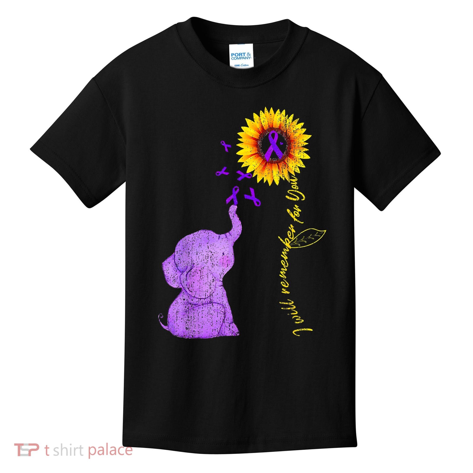 Sunflower Alzheimer Awareness I Will Remember For You TAwa Kids T-Shirt