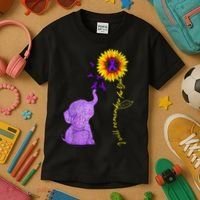 Sunflower Alzheimer Awareness I Will Remember For You TAwa Kids T-Shirt thumb 3