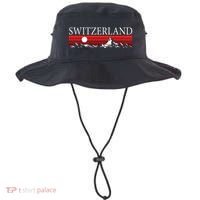 Swiss Alps And Red Sunset Switzerland Mountains Bucket Hat thumb 0
