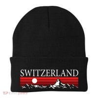Swiss Alps And Red Sunset Switzerland Mountains Beanie thumb 0