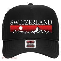 Swiss Alps And Red Sunset Switzerland Mountains Hat thumb 0