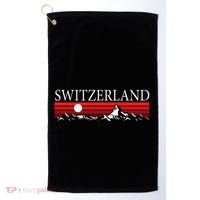 Swiss Alps And Red Sunset Switzerland Mountains Golf Towel thumb 0