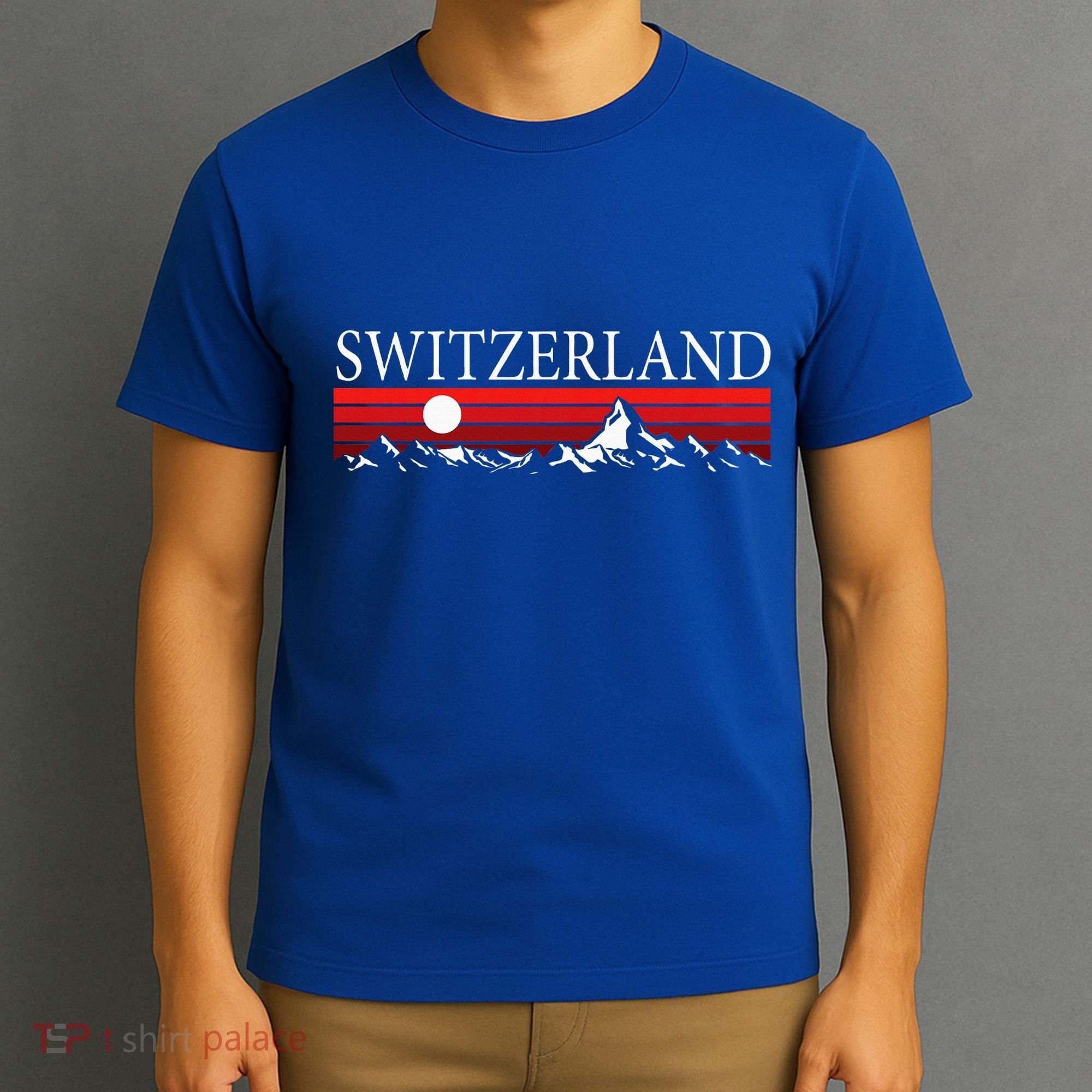 Swiss Alps And Red Sunset Switzerland Mountains T-Shirt