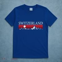 Swiss Alps And Red Sunset Switzerland Mountains T-Shirt thumb 5