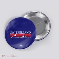 Swiss Alps And Red Sunset Switzerland Mountains Button thumb 0