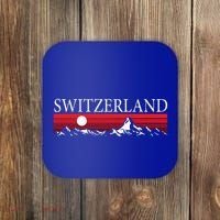 Swiss Alps And Red Sunset Switzerland Mountains Coaster thumb 0