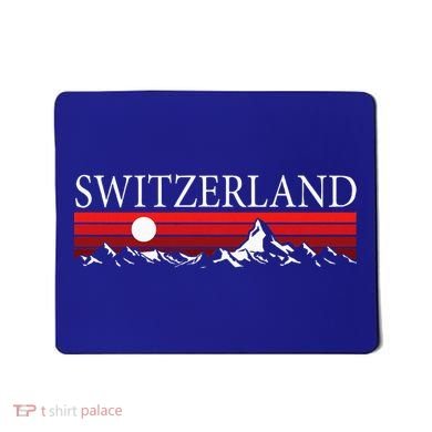 Swiss Alps And Red Sunset Switzerland Mountains Mousepad