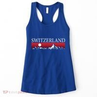 Swiss Alps And Red Sunset Switzerland Mountains Women's Tank Top thumb 0