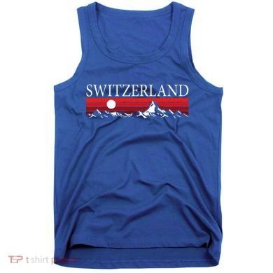 Swiss Alps And Red Sunset Switzerland Mountains Tank Top