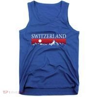 Swiss Alps And Red Sunset Switzerland Mountains Tank Top thumb 0