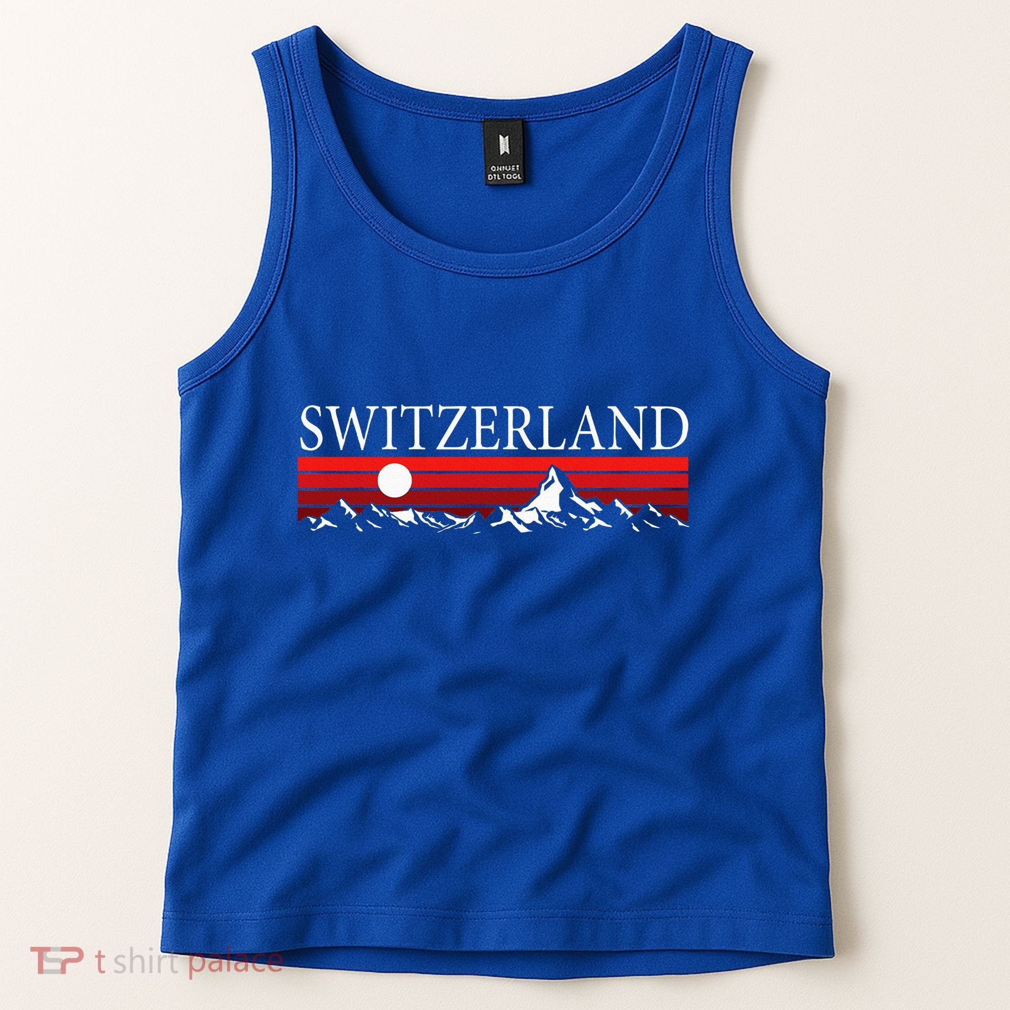 Swiss Alps And Red Sunset Switzerland Mountains Tank Top
