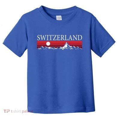 Swiss Alps And Red Sunset Switzerland Mountains Toddler T-Shirt