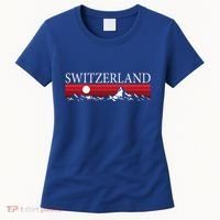 Swiss Alps And Red Sunset Switzerland Mountains Women's T-Shirt thumb 0
