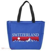Swiss Alps And Red Sunset Switzerland Mountains Tote Bag thumb 0