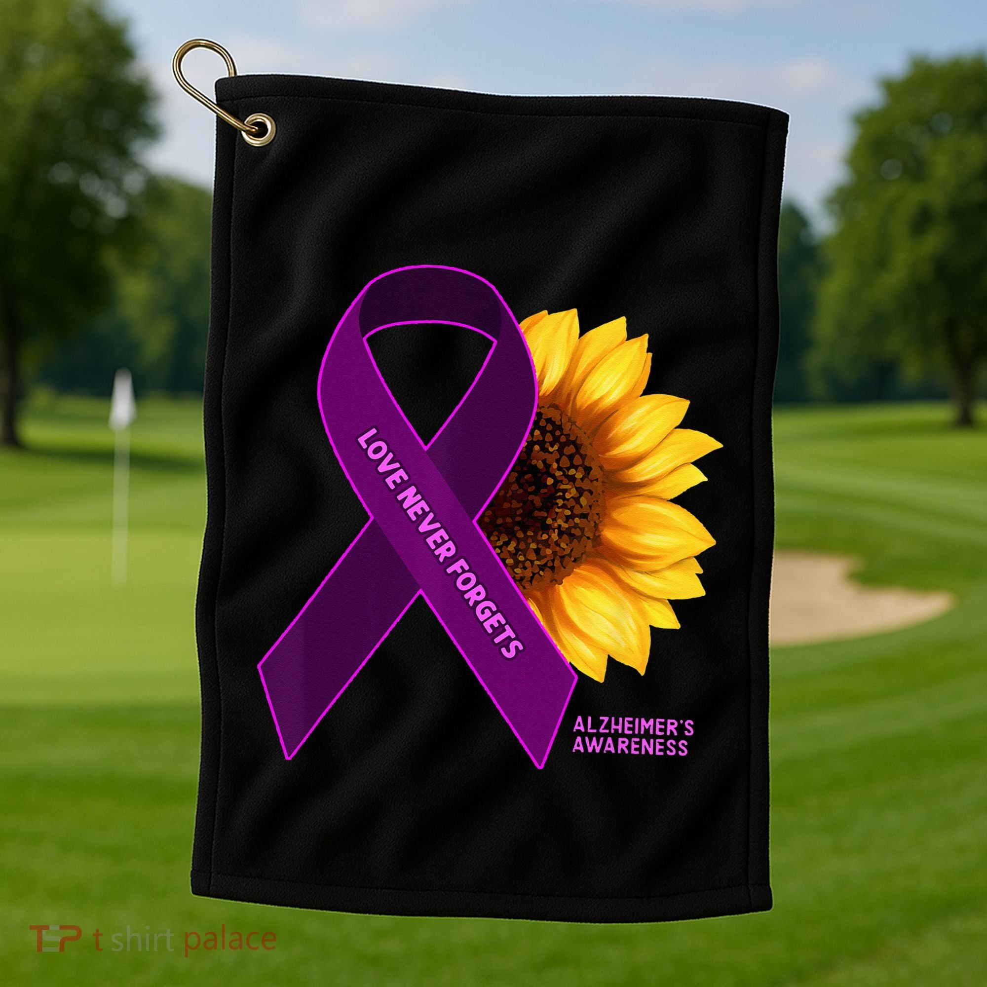 Sunflower Alzheimers Awareness Golf Towel
