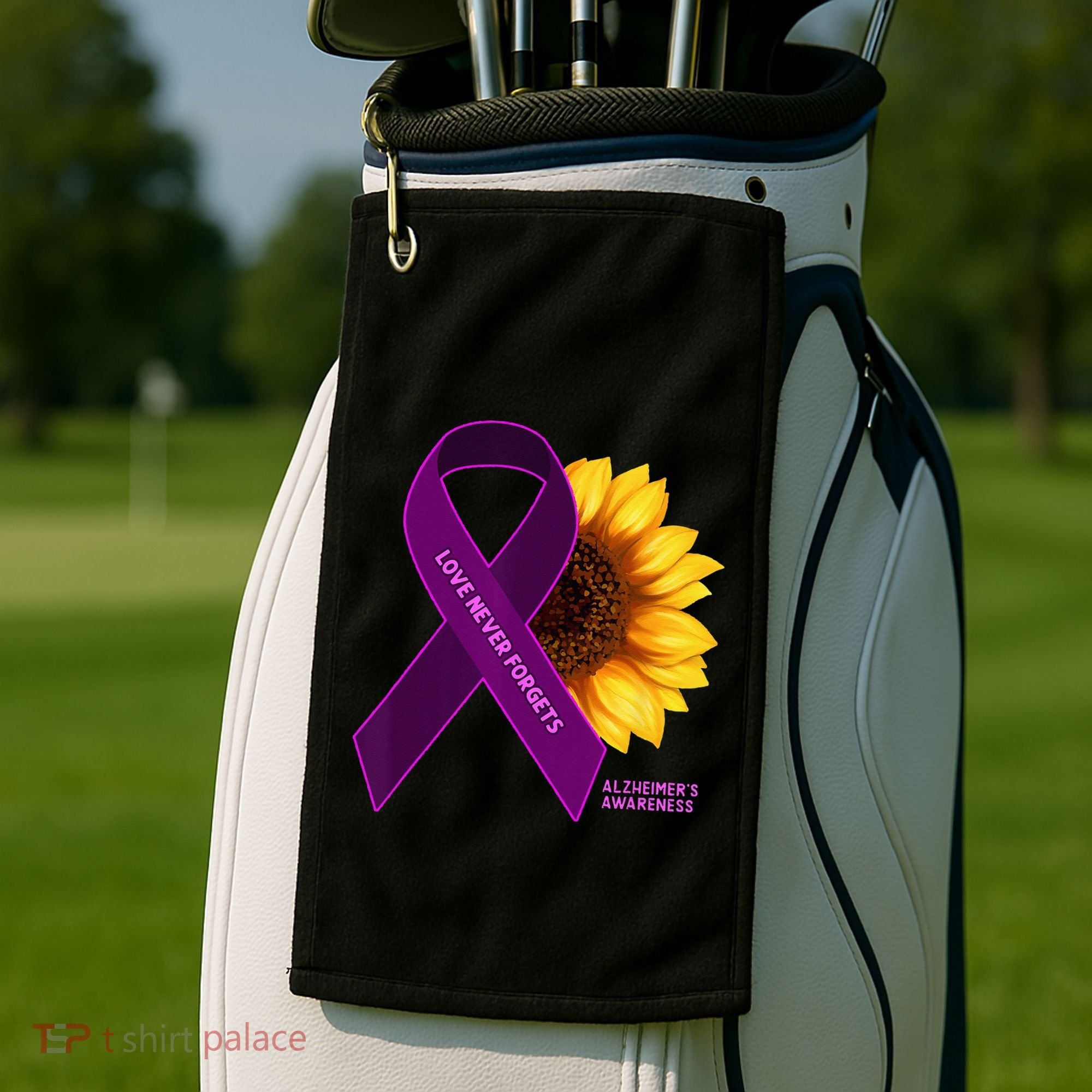 Sunflower Alzheimers Awareness Golf Towel