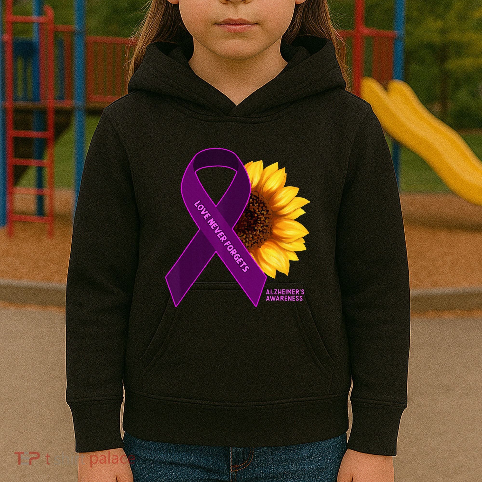 Sunflower Alzheimers Awareness Kids Hoodie