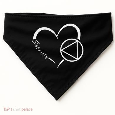Sober Alcoholic Abstinence Aa Support Sobriety Heart Love USA-Made Doggie Bandana