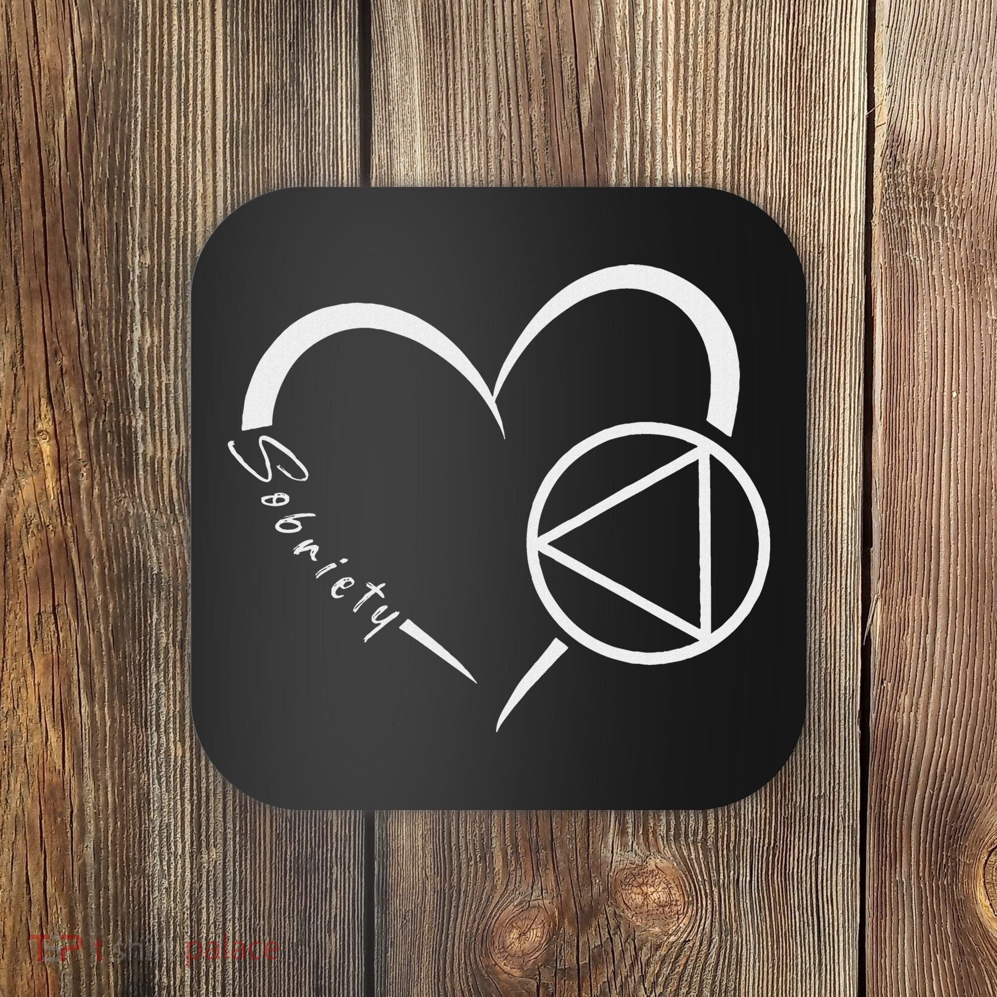 Sober Alcoholic Abstinence Aa Support Sobriety Heart Love Coaster