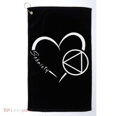 Sober Alcoholic Abstinence Aa Support Sobriety Heart Love Golf Towel