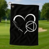 Sober Alcoholic Abstinence Aa Support Sobriety Heart Love Golf Towel thumb 1