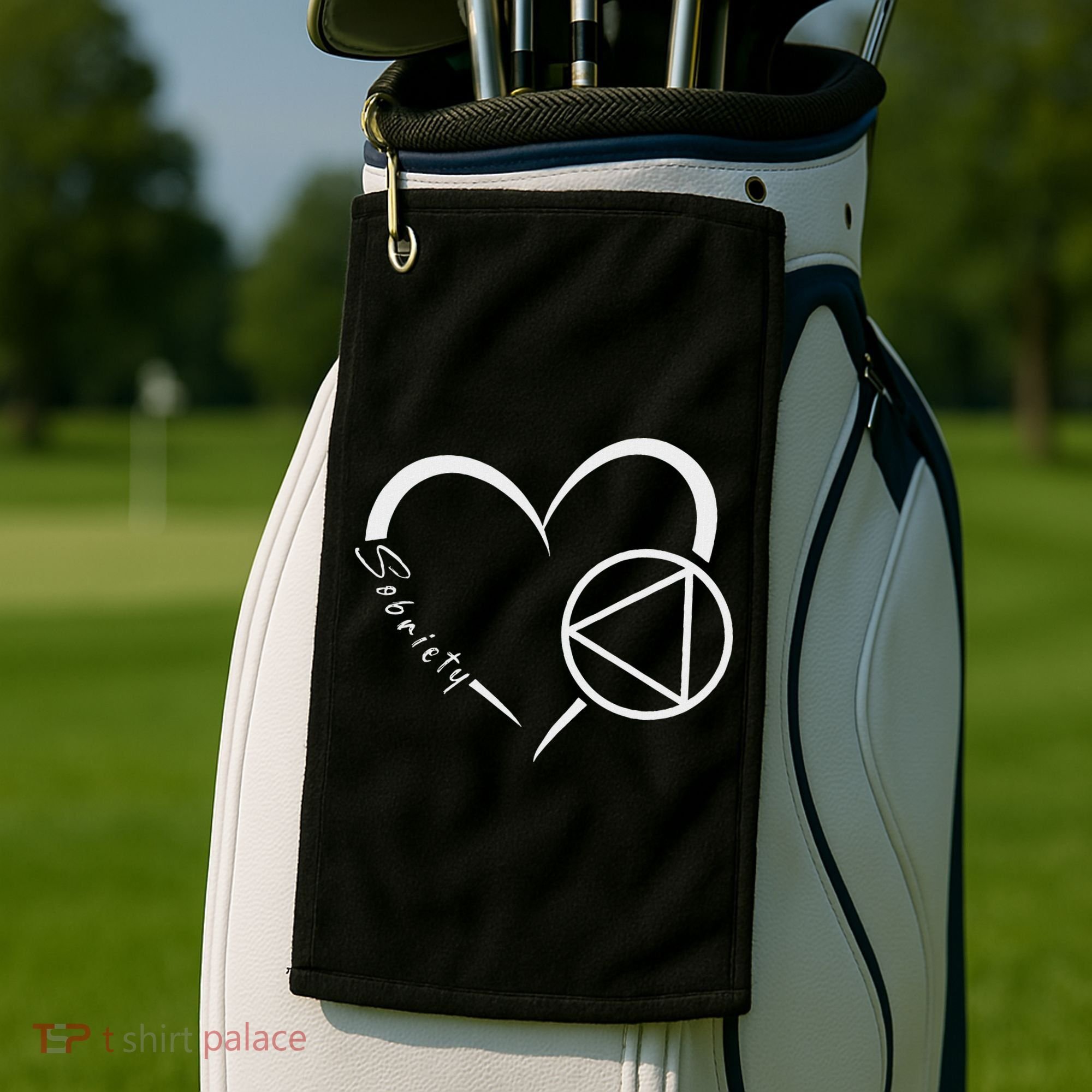 Sober Alcoholic Abstinence Aa Support Sobriety Heart Love Golf Towel