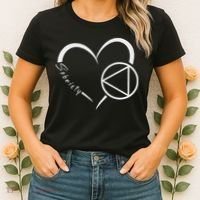 Sober Alcoholic Abstinence Aa Support Sobriety Heart Love Women's T-Shirt thumb 2
