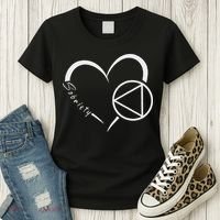 Sober Alcoholic Abstinence Aa Support Sobriety Heart Love Women's T-Shirt thumb 3