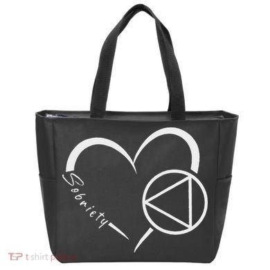 Sober Alcoholic Abstinence Aa Support Sobriety Heart Love Tote Bag