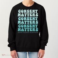 Sexual Assault Awareness Month Consent Matters Teal Ribbon Women's Sweatshirt thumb 0