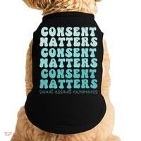 Sexual Assault Awareness Month Consent Matters Teal Ribbon Doggie Tank thumb 0