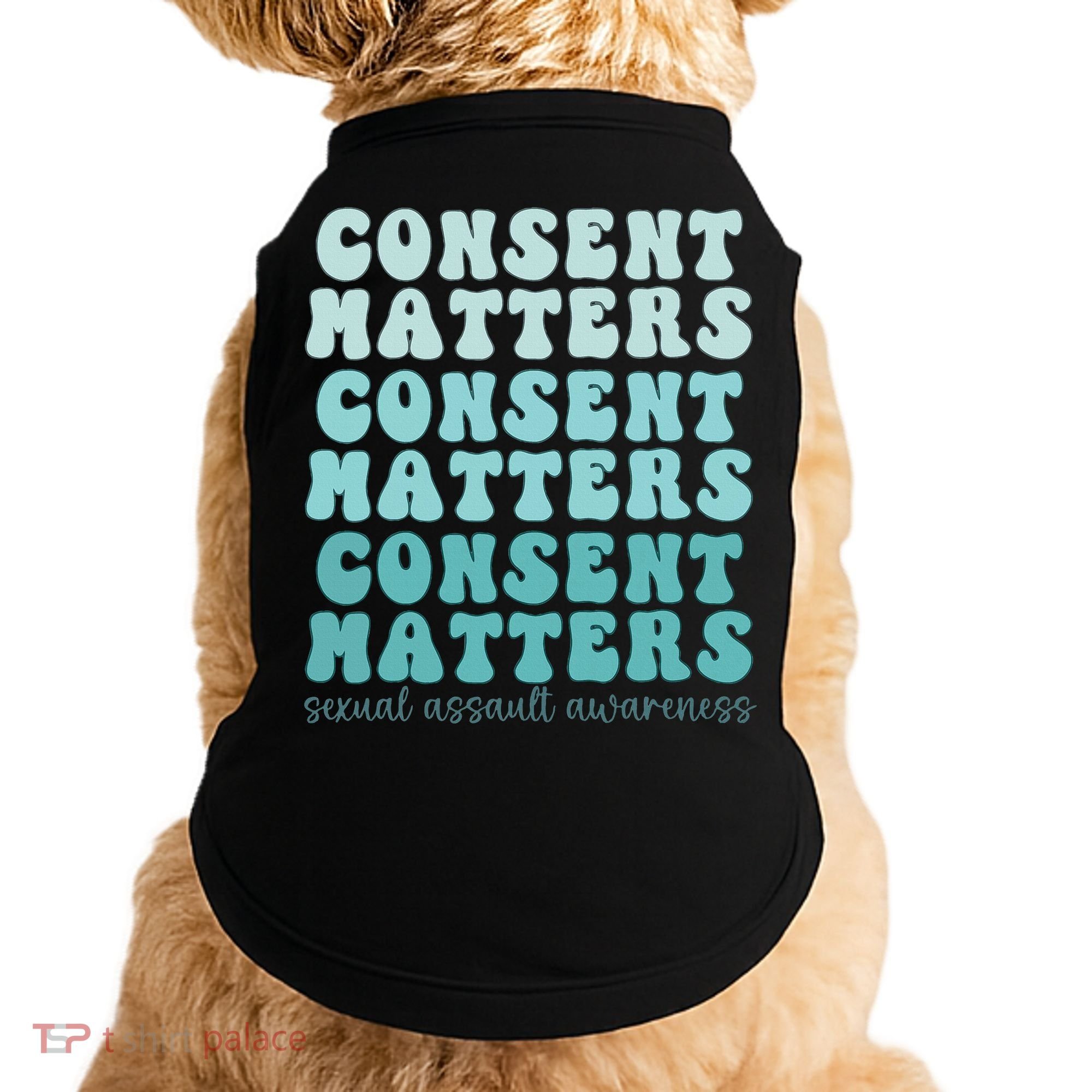 Sexual Assault Awareness Month Consent Matters Teal Ribbon Doggie Tank
