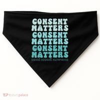 Sexual Assault Awareness Month Consent Matters Teal Ribbon USA-Made Doggie Bandana thumb 0