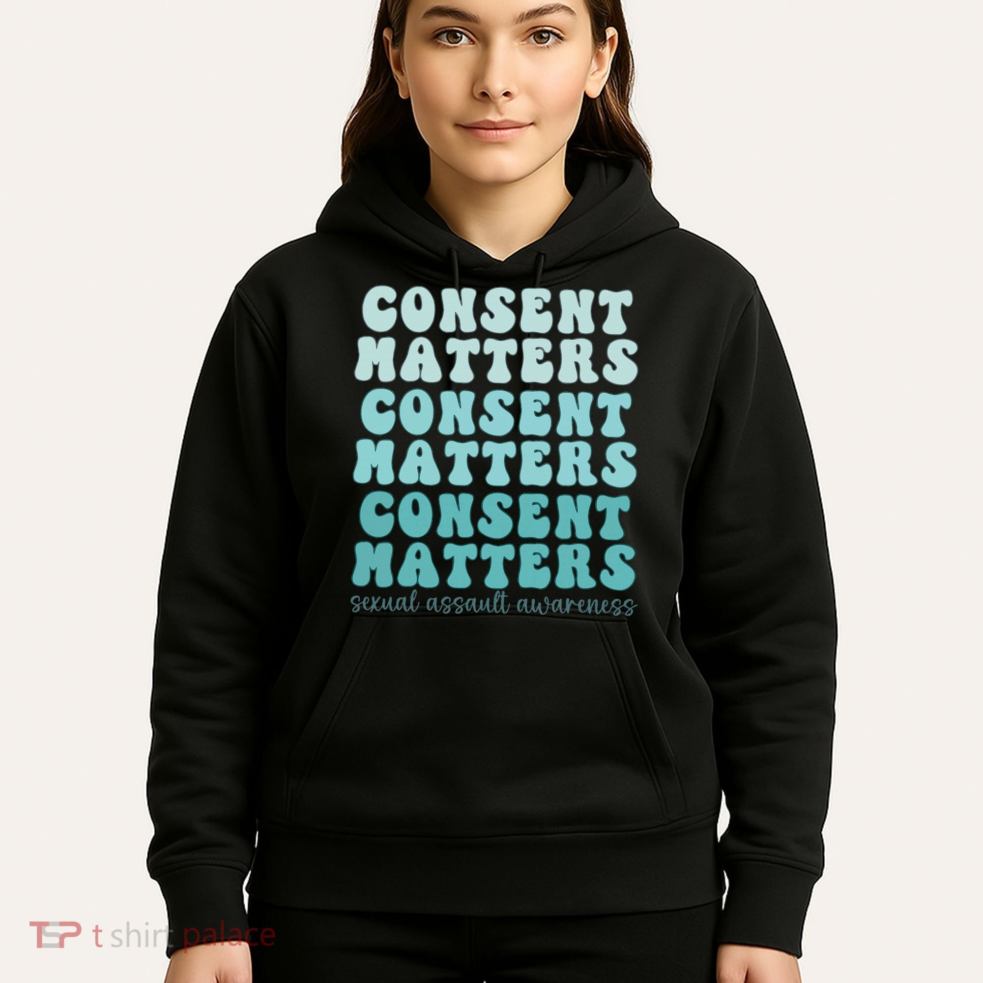 Sexual Assault Awareness Month Consent Matters Teal Ribbon Hoodie