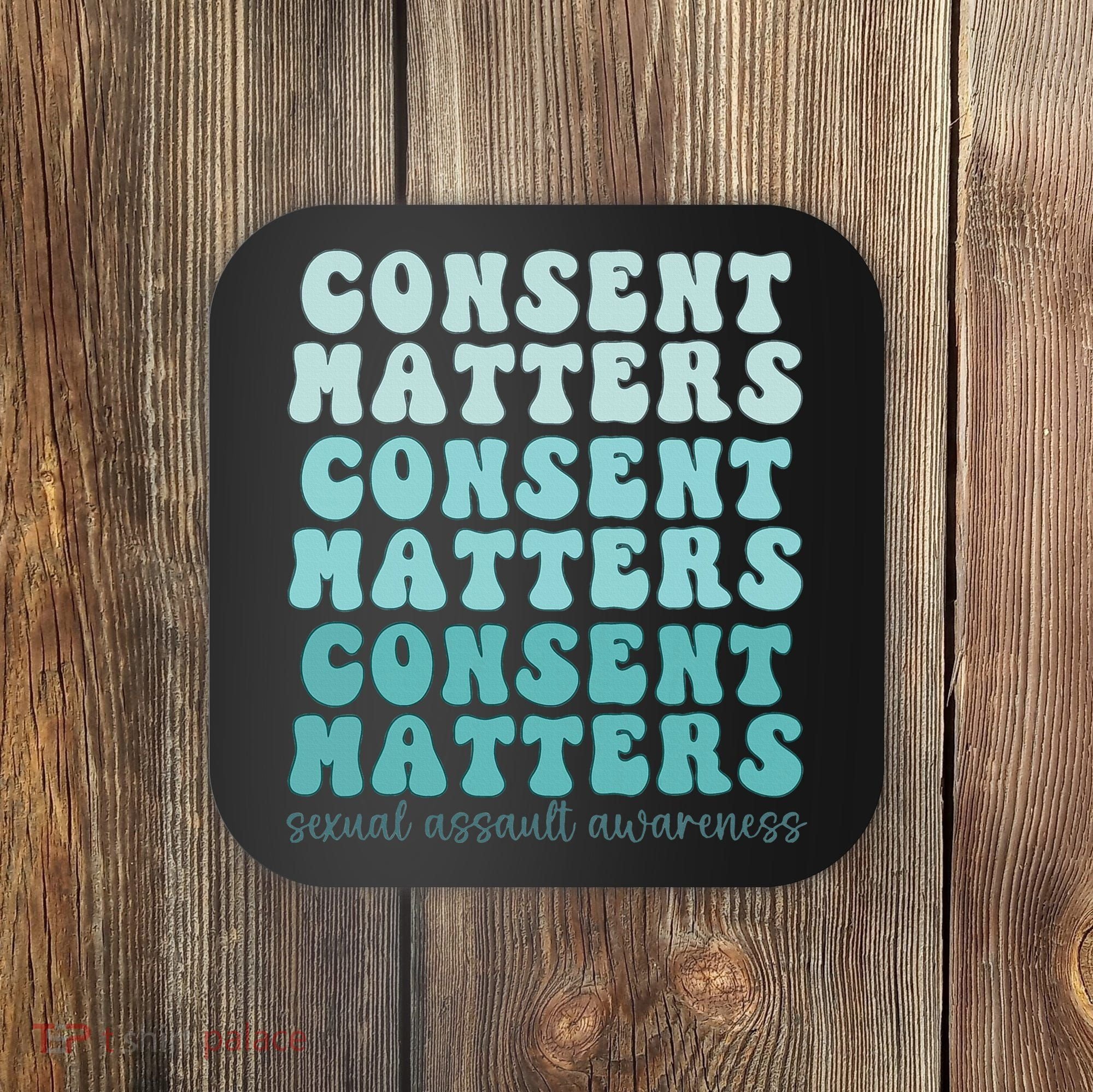 Sexual Assault Awareness Month Consent Matters Teal Ribbon Coaster