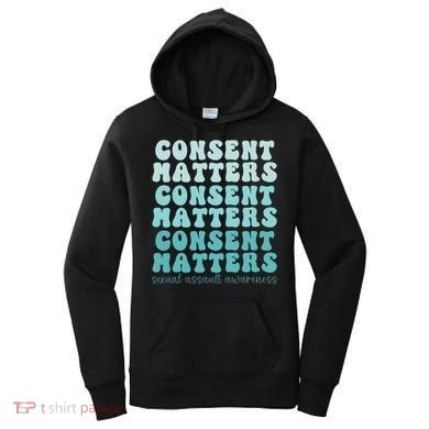 Sexual Assault Awareness Month Consent Matters Teal Ribbon Women's Hoodie