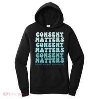 Sexual Assault Awareness Month Consent Matters Teal Ribbon Women's Hoodie thumb 0