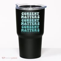 Sexual Assault Awareness Month Consent Matters Teal Ribbon Tumbler thumb 0