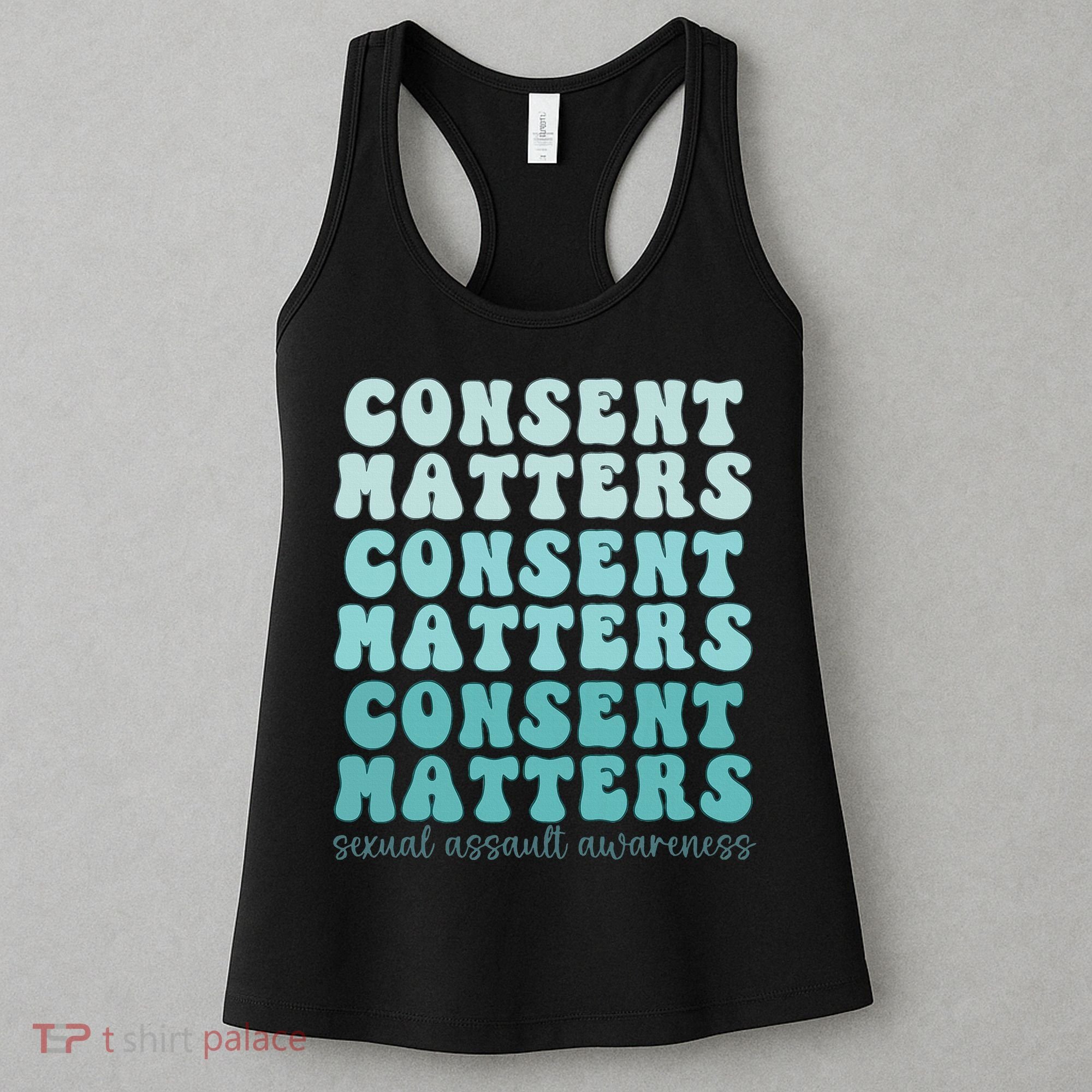 Sexual Assault Awareness Month Consent Matters Teal Ribbon Women's Tank Top