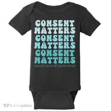 Sexual Assault Awareness Month Consent Matters Teal Ribbon Baby Bodysuit